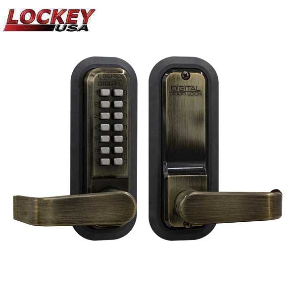 Lockey: 2835 - Mechanical Keypad Keyless Lever - Passage - Antique Brass